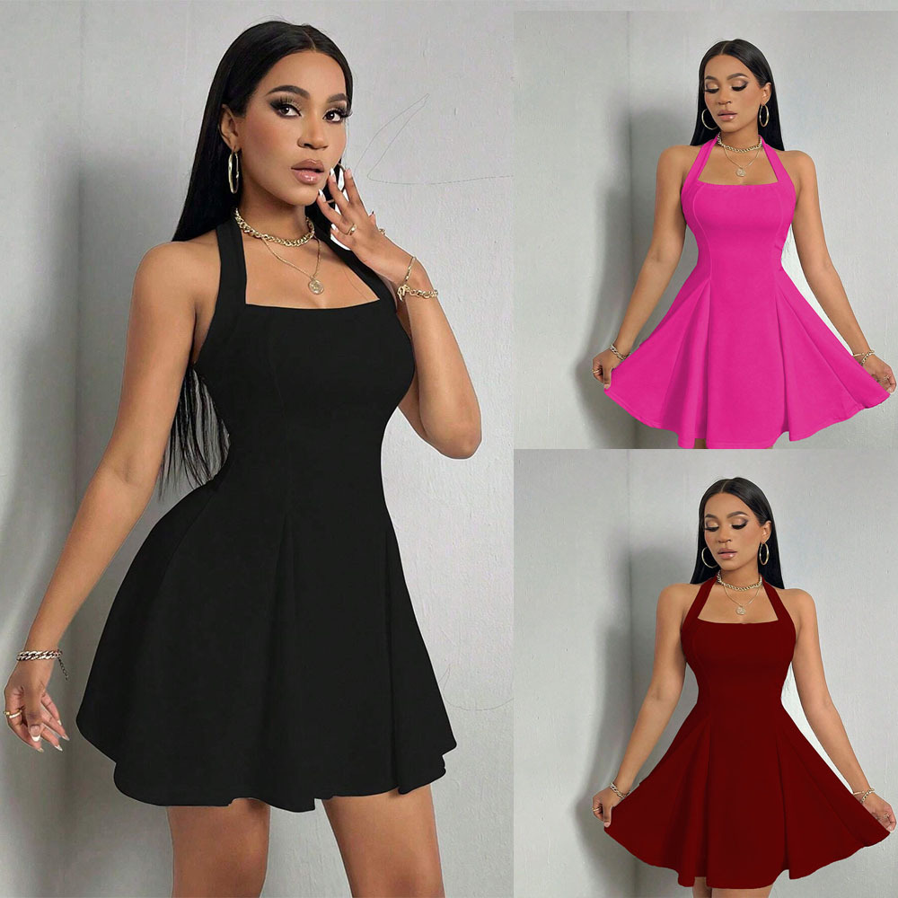 Y2K Backless Halter Mini Dress - Nouvelle Robe Mini Évasée Y2K Sexy