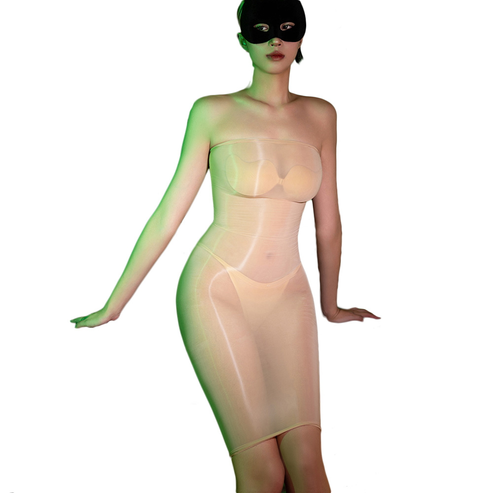 Sexy Mesh Sheer Bodycon Dress - Robe moulante sans bretelles sans couture