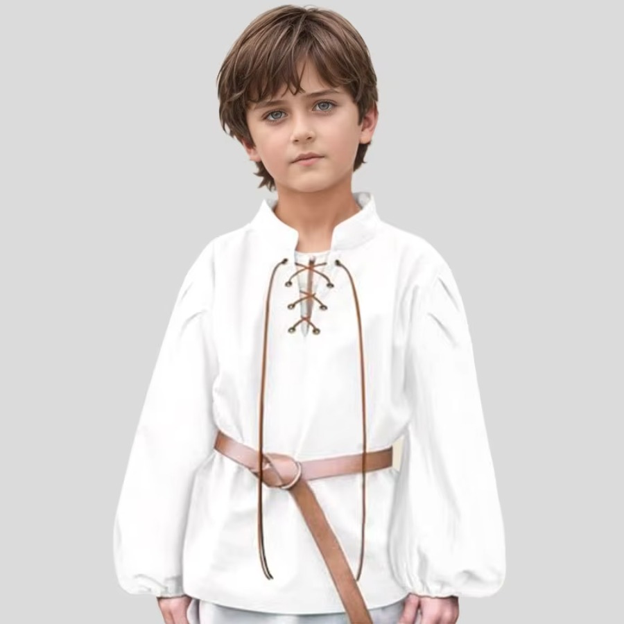 Tops - Chemise de pirate médiévale pour garçons,
