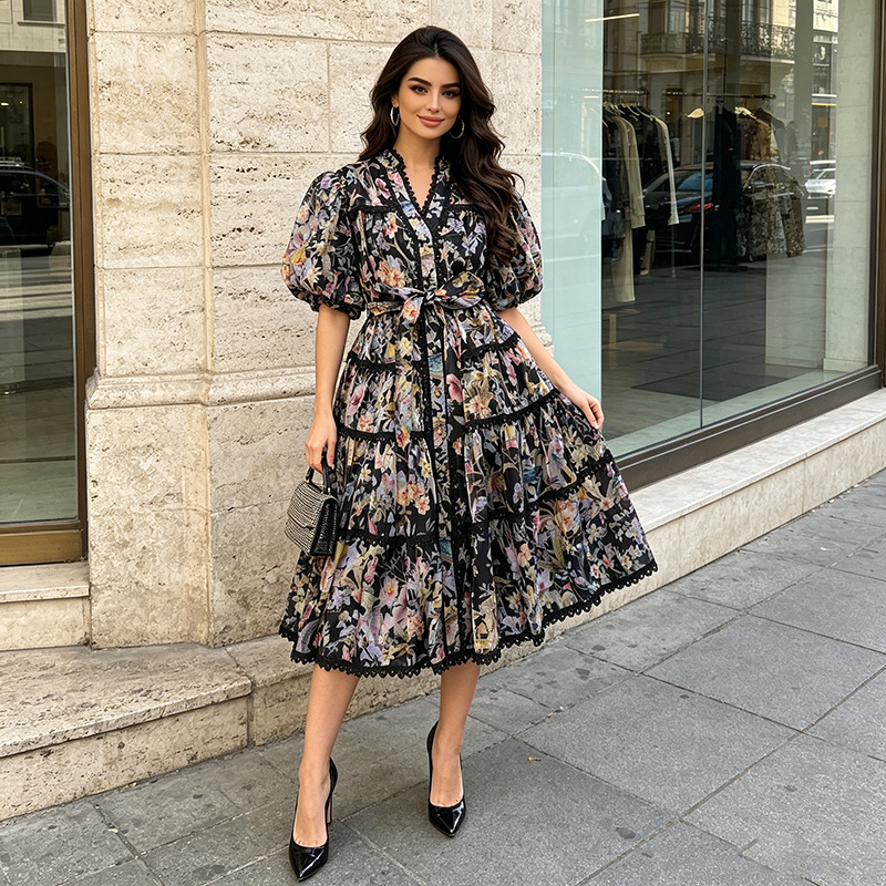 Robe de thé florale vintage fr - French Vintage Floral Midi Dress avis et prix