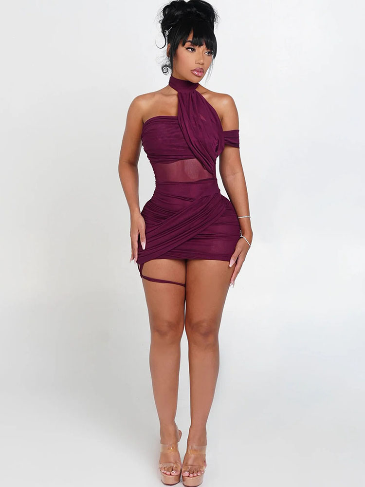XTOCEAN Robe transparente sexy - Y2K Backless Halter Mini Dress avis et prix