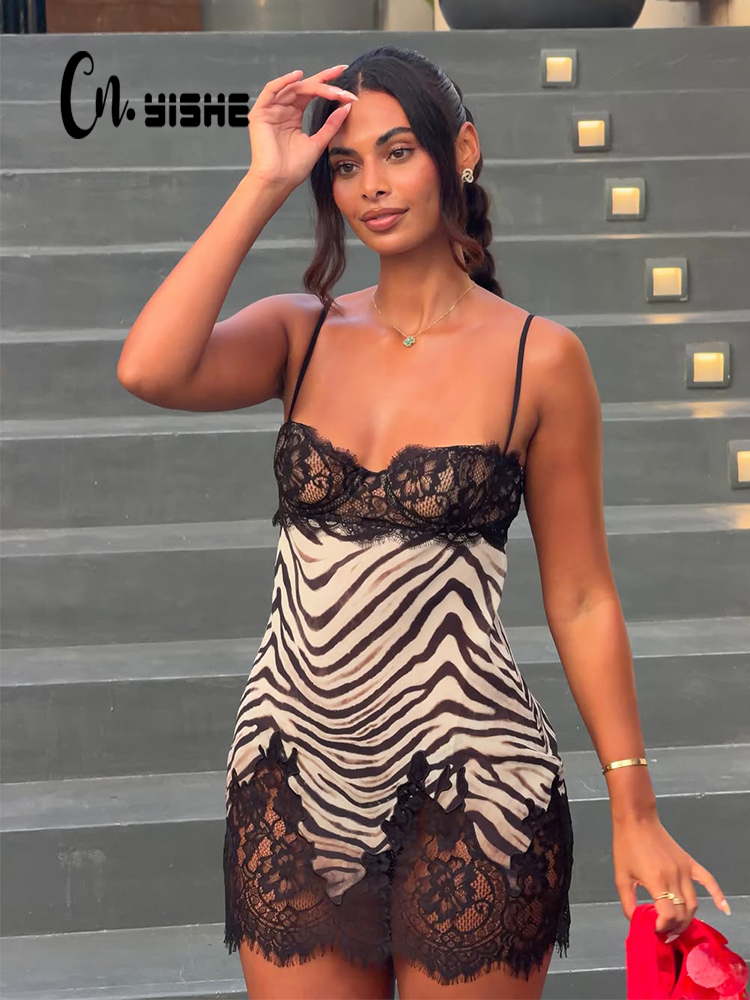 CNYISHE Robes Camisoles Imprim - Sexy Mesh Sheer Bodycon Dress avis et prix
