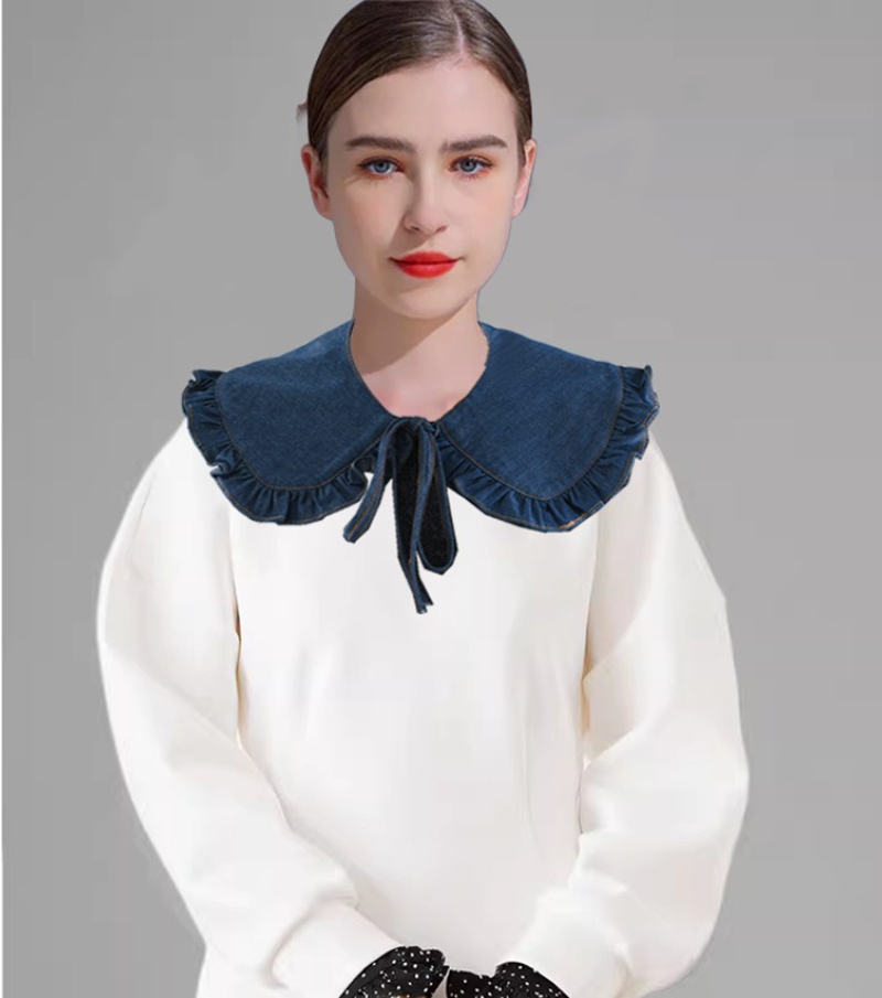 Collier à volants en jean bleu - Blouses avis et prix