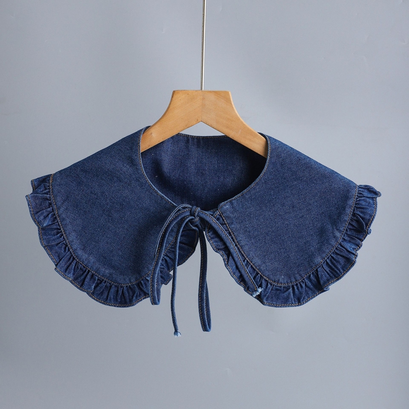 Collier à volants en jean bleu - Blouses avis et prix
