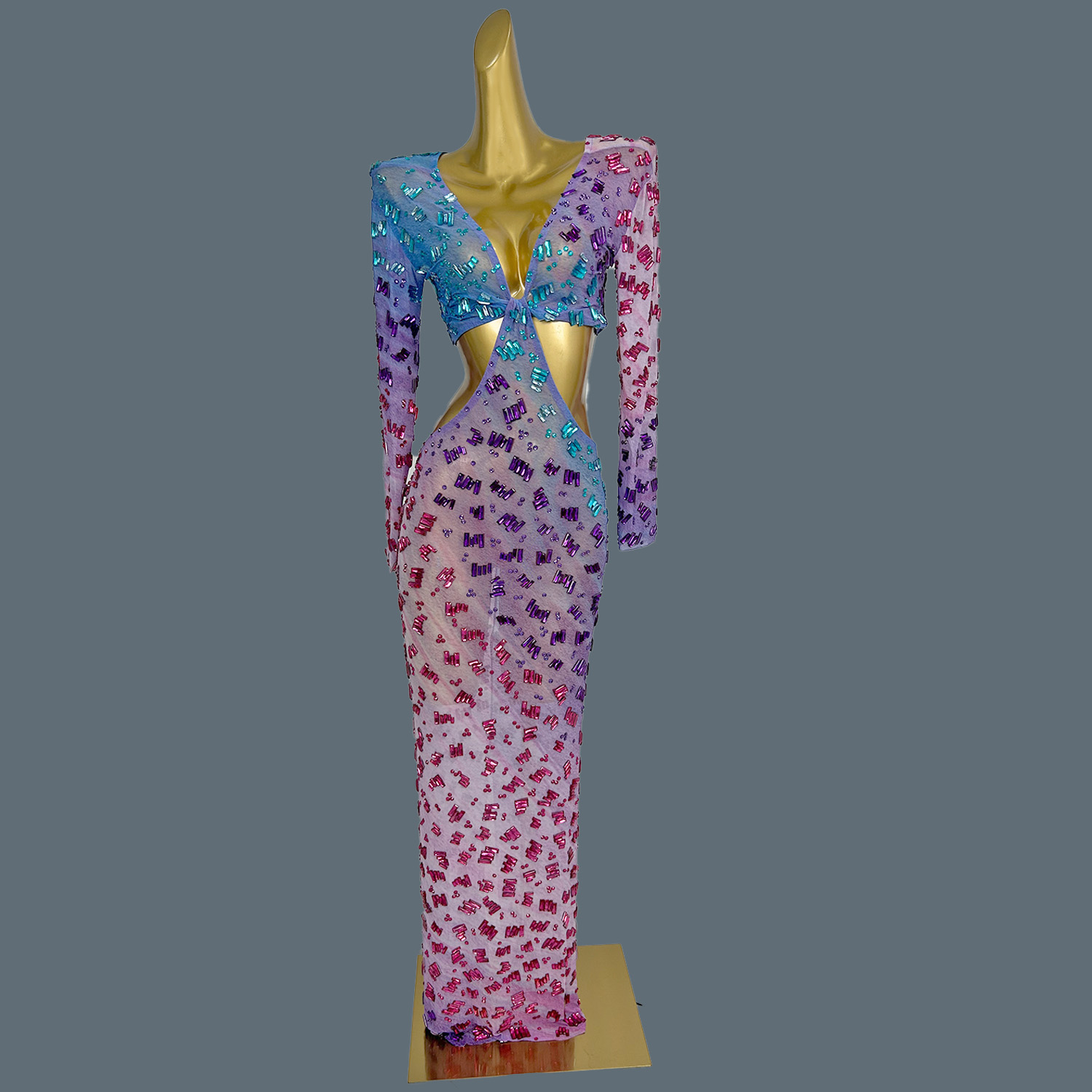 Robe longue scintillante à str - Sparkly Rhinestone Club Party Dress avis et prix